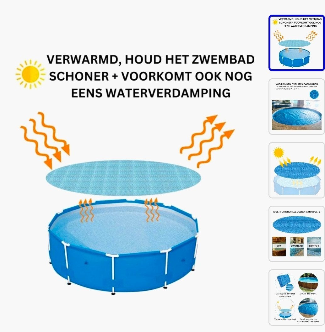 Solardek voor zwembad 3.60 m rond of 360 cm, Ophalen, Rond, 300 cm of meer, Minder dan 80 cm