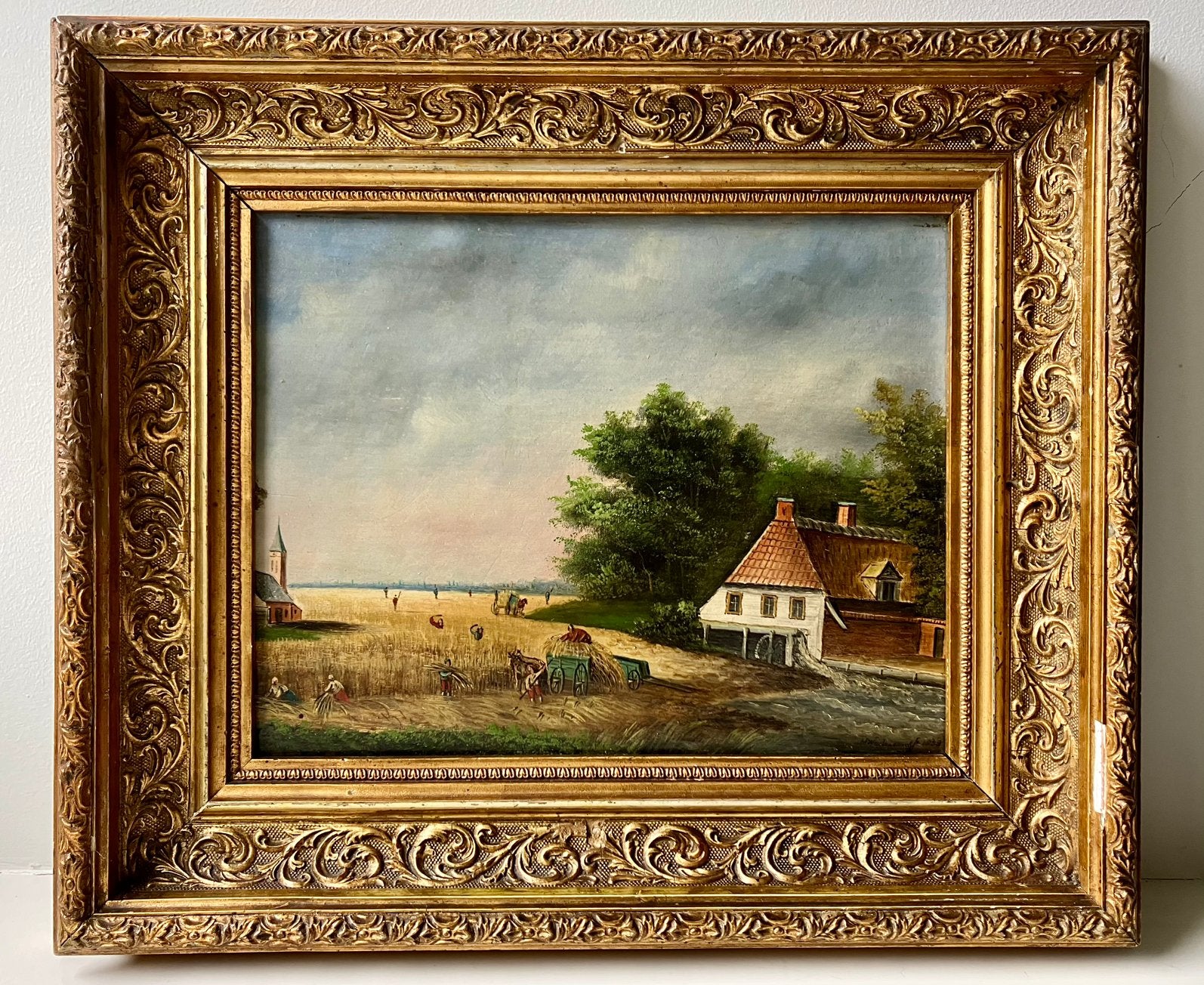 Nederlands boerenlandschap van H. Wachtendonck uit 1839, Antiek en Kunst, Kunst | Schilderijen | Klassiek, Ophalen of Verzenden