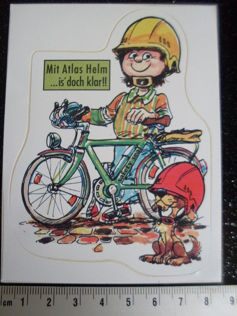 sticker mit Atlas Helm is' doch klar! fietsen humor, Verzamelen, Verzenden, Zo goed als nieuw, Merk