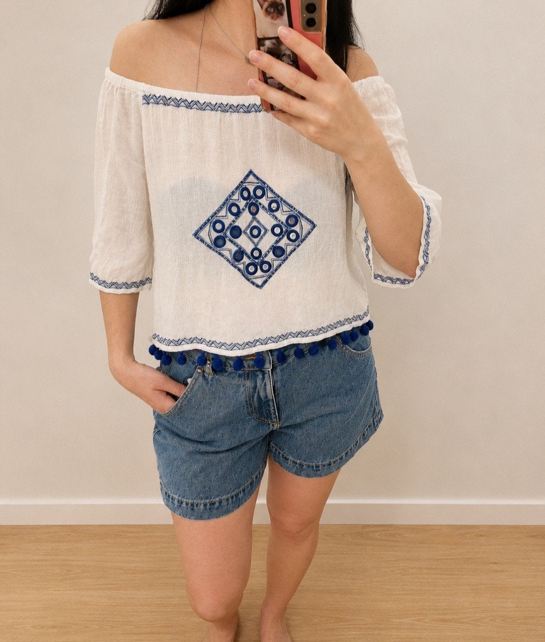 Nieuwe offshoulder top met kraaltjes, Ophalen, River Island, Nieuw, Maat 36 (S)