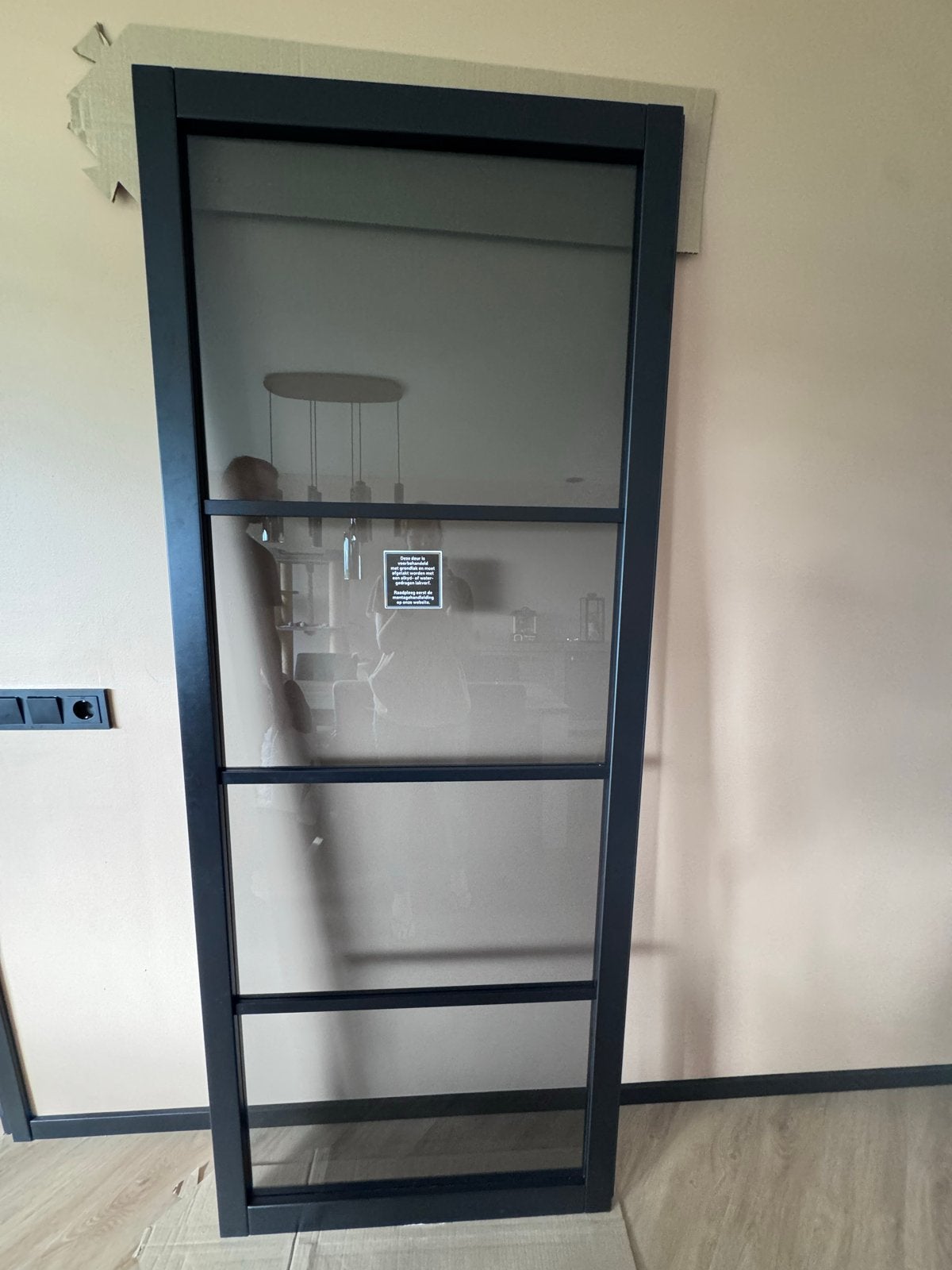 zwarte opdekdeur met gerookt glas, Ophalen, 80 tot 100 cm, Binnendeur, Nieuw