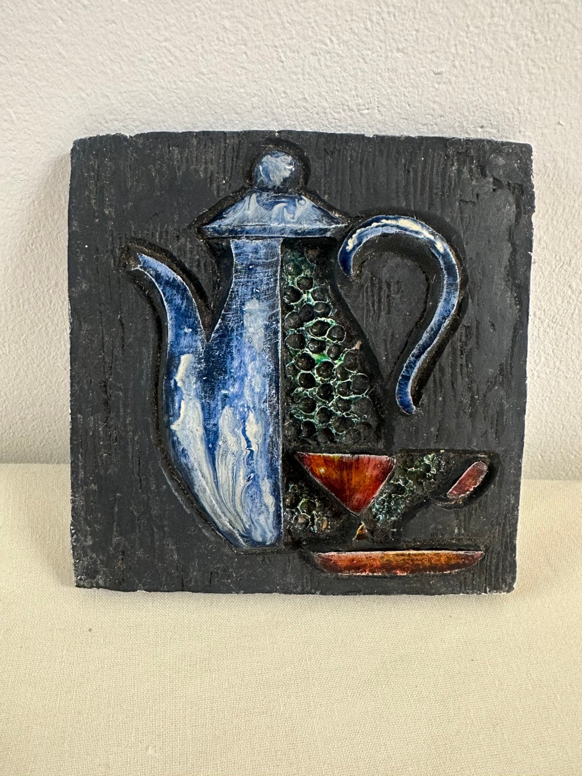 Vintage Arend Spoor PGV keramisch wandreliëf koffie thee, Ophalen of Verzenden