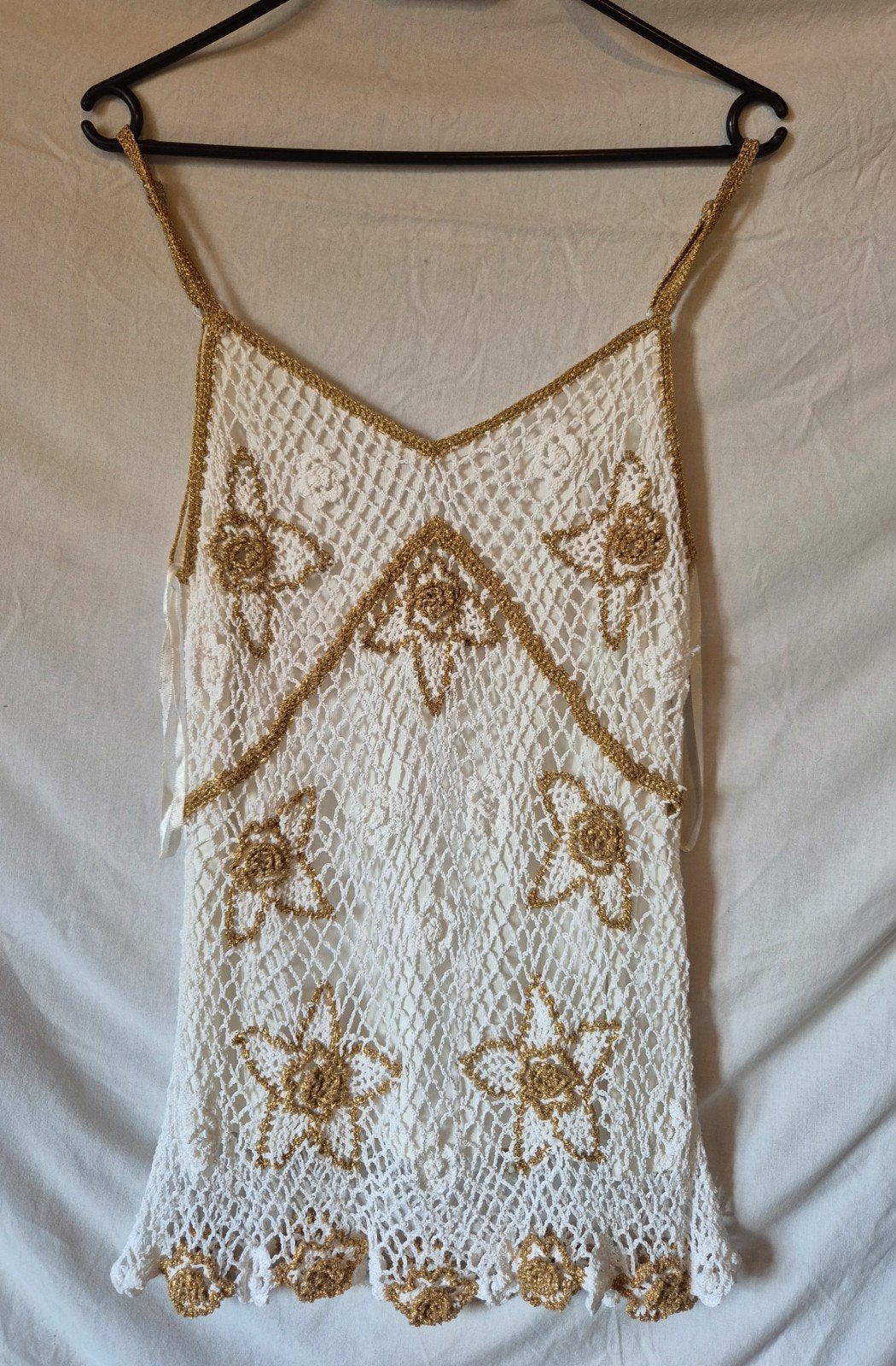 Nicowa gehaakte top wit met goud, maat 44, Kleding | Dames, Maat 38/40 (M), Wit, Nicowa, Ophalen of Verzenden