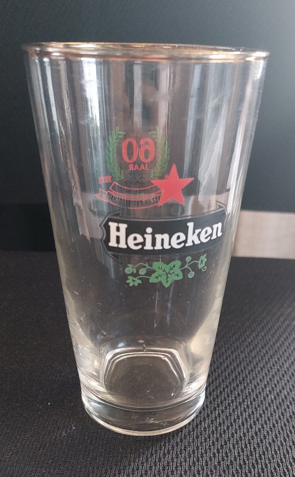 oud Heineken dubbeldruk glas, Ophalen of Verzenden, Zo goed als nieuw, Glas of Glazen, Heineken