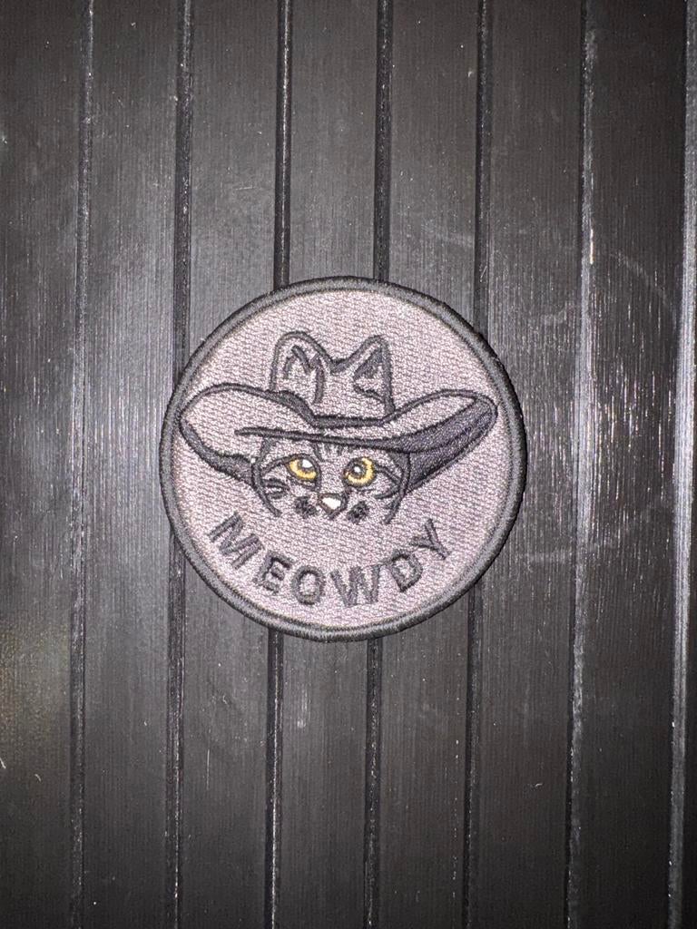 Kat cowboy Klittenband patch 8x8, Ophalen, Zelfklevend, Nieuw, Grijs