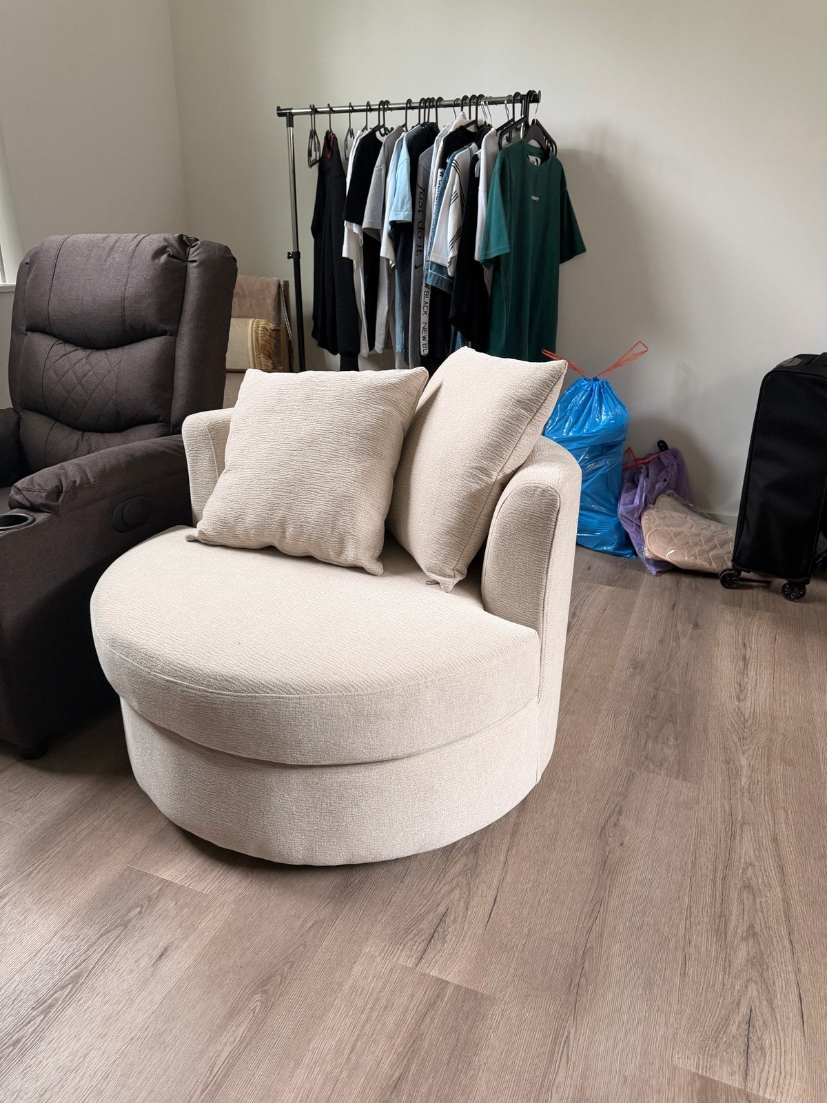 Draaifauteuil Thony Luxe Rond Beige - Giga Meubel (nieuw), Huis en Inrichting, Fauteuils, Ophalen, Nieuw, 75 tot 100 cm, 75 tot 100 cm