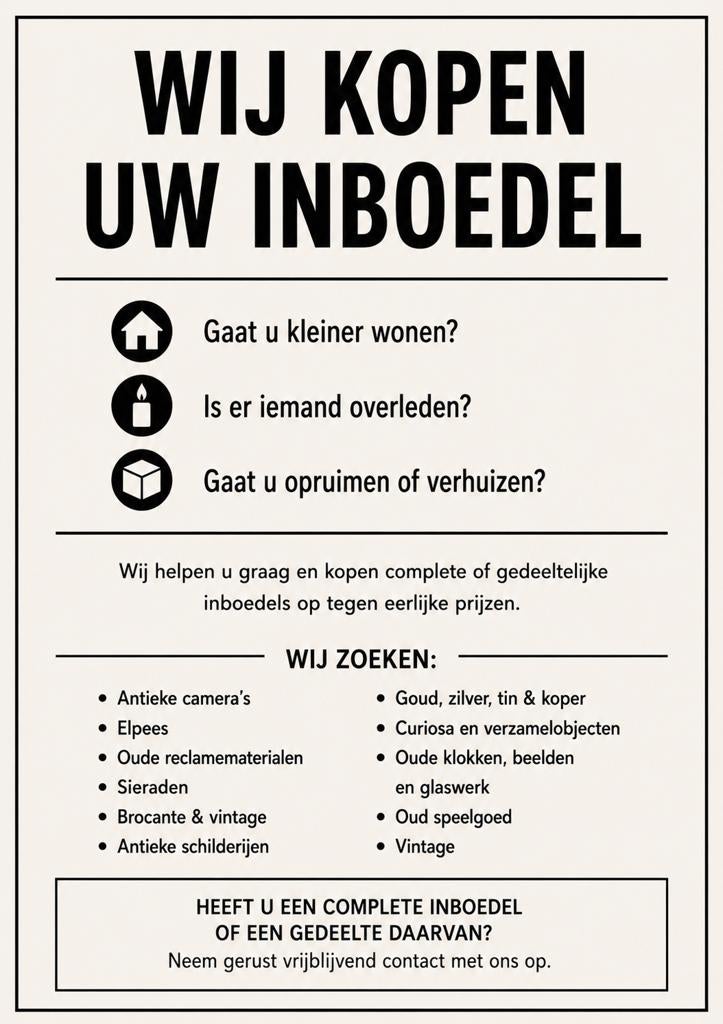 Wij kopen uw inboedel, Ophalen of Verzenden