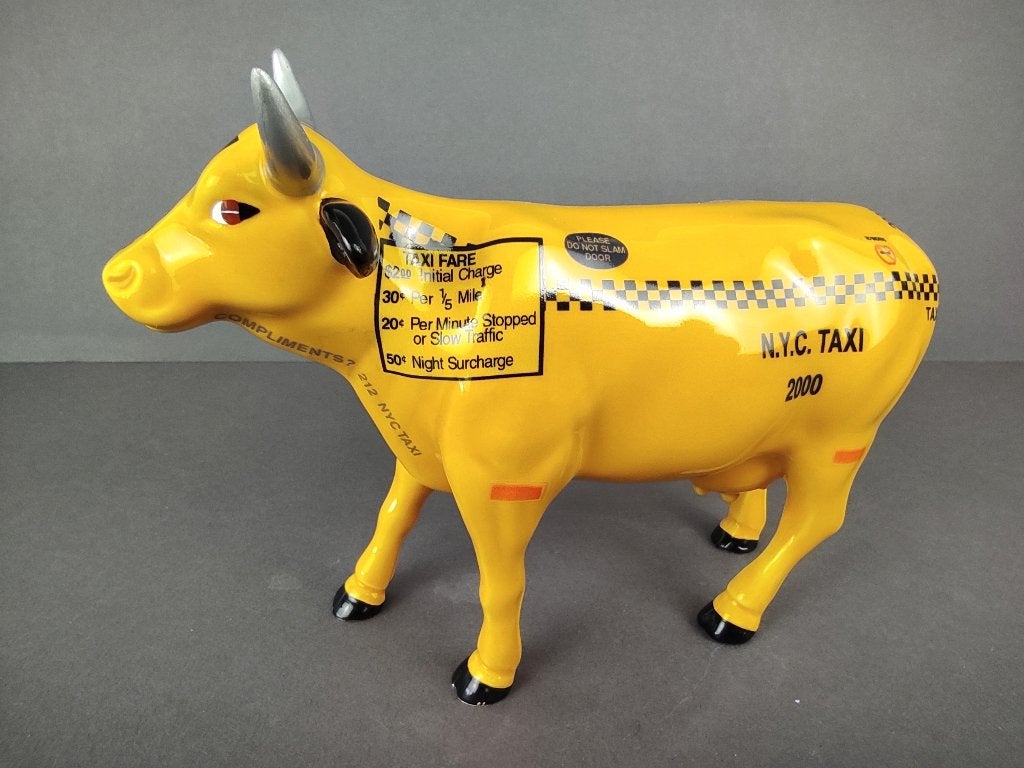 CowParade Koe "Taxi Cow (NYC Taxi)" MEDIUM (zeldzaam), Ophalen of Verzenden, Beeld, Meerkleurig, Handgemaakt