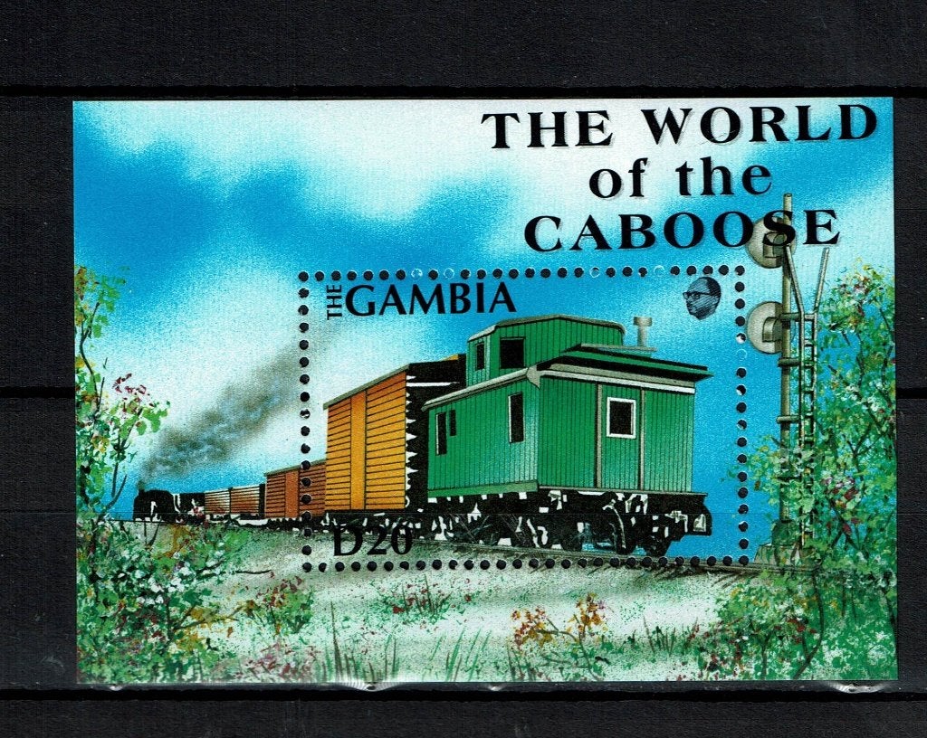 GAMBIA 1991 PF BLOK TREINEN SPOORWEGEN RAILROAD TRAINS, Ophalen of Verzenden, Postfris, Treinen