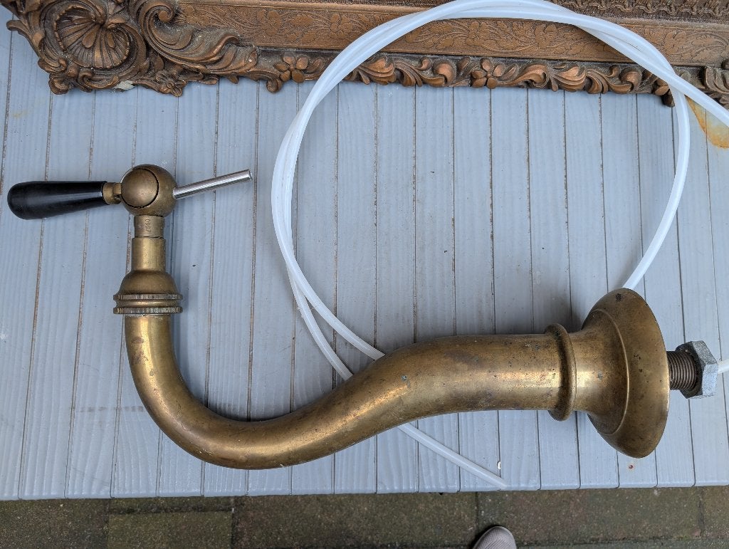 oude zware messing zwanenhals tapzuil, Ophalen, Gebruikt, Overige merken