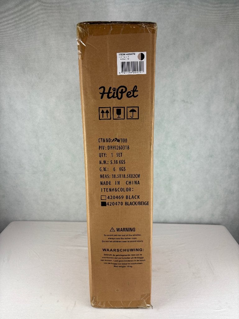 HiPet Hondenbuggy Teddy Black/Beige – Tot 15 kg, Marisstraat 23 3364 AZ Sliedrecht, Info@interchildcompany.com, Interchild B.V.