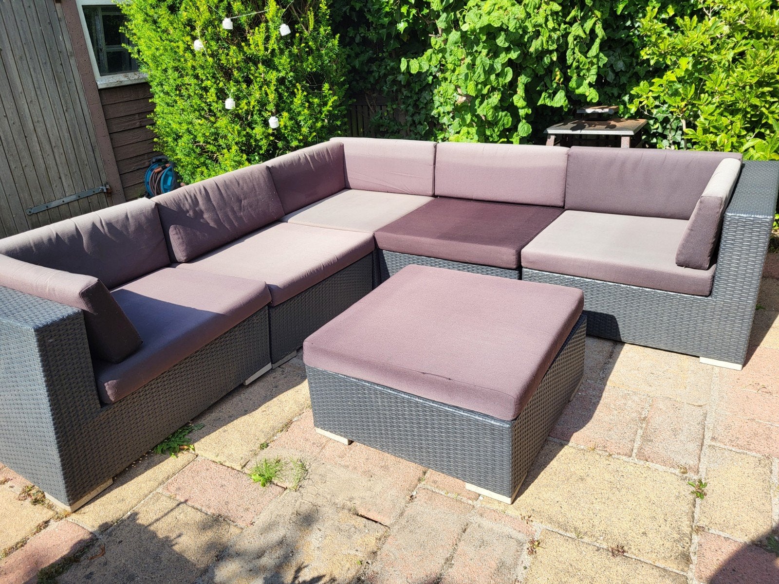 Tuin lounge set, Tuin en Terras, Tuinsets en Loungesets, Gebruikt, Loungeset, Kunststof, 6 zitplaatsen, Hocker, Ophalen