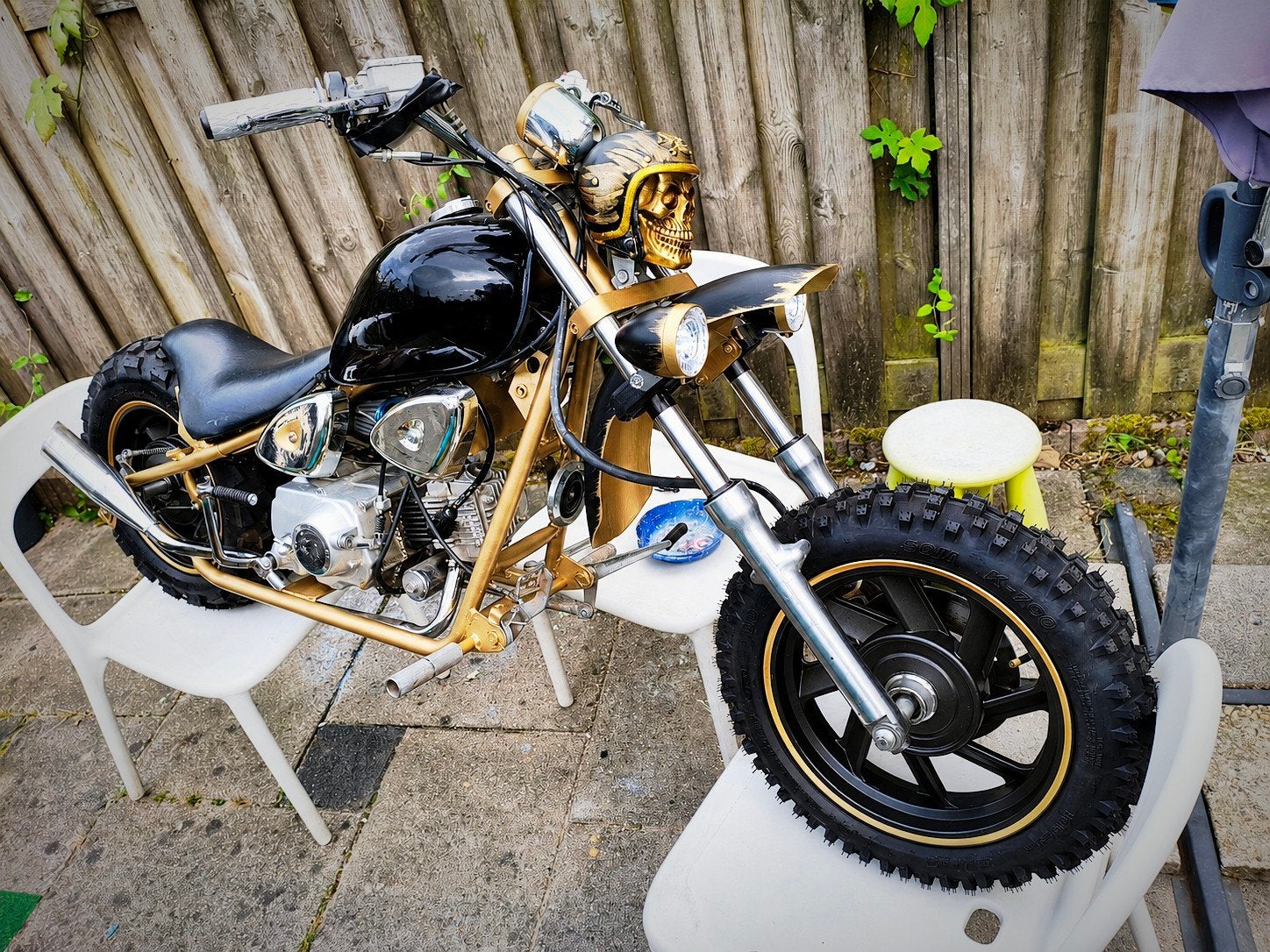 Unieke handgemaakte mini chopper 50cc 4-takt, Gebruikt, Overige typen, Ophalen of Verzenden, Handgemaakt