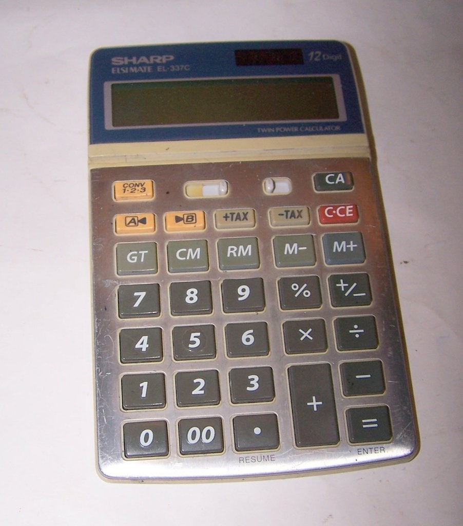 Sharp EL-337C Elsimat 12-cijferige rekenmachine. Izgs., Verzamelen, Ophalen of Verzenden, Computers en Rekenmachines