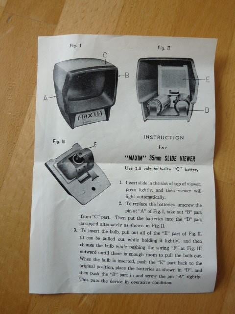 Maxim 35mm slide viewer, gebruiksaanwijzing, Verzamelen, Fotografica en Filmapparatuur, Ophalen of Verzenden