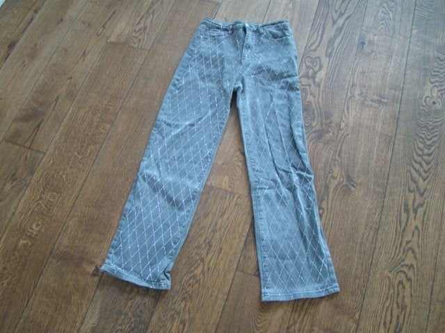Laulia lichtzwart / grijs spijkerbroek met strass / maat 40, Zwart, Ophalen of Verzenden, Zo goed als nieuw, W30 - W32 (confectie 38/40)