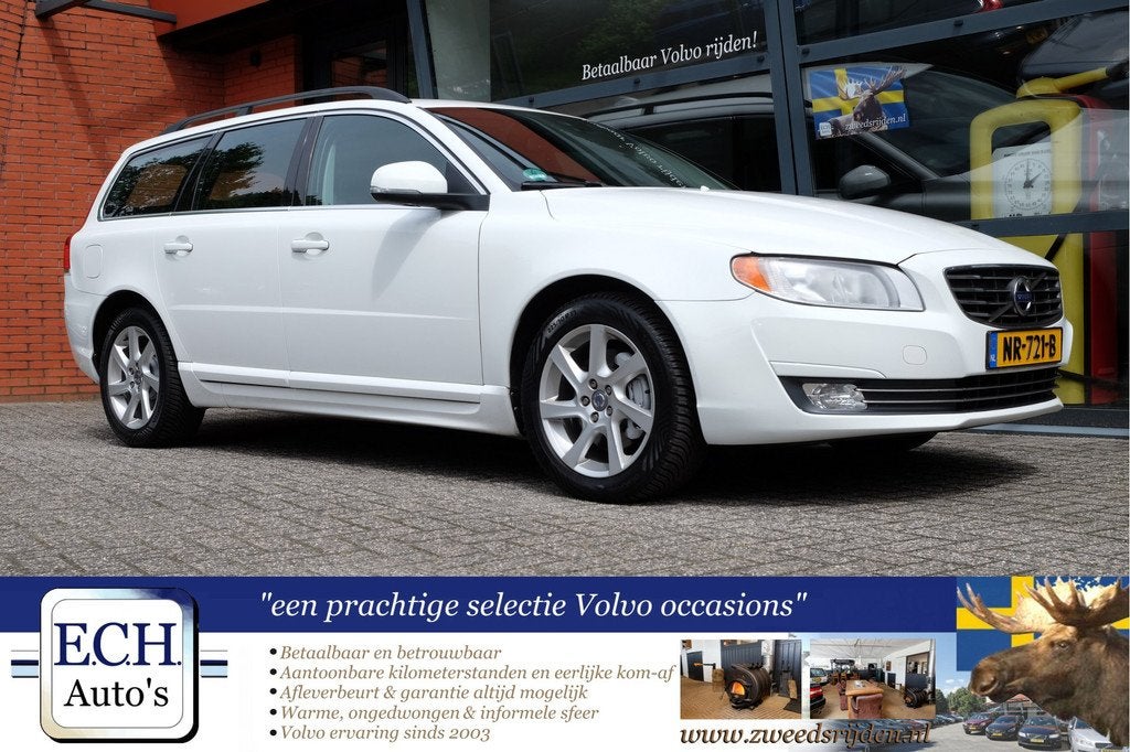 Volvo V70 2.0 D3 5-cilinder, Leer, Trekhaak (bj 2013), Voorwielaandrijving, Euro 5, 136 pk, Gebruikt