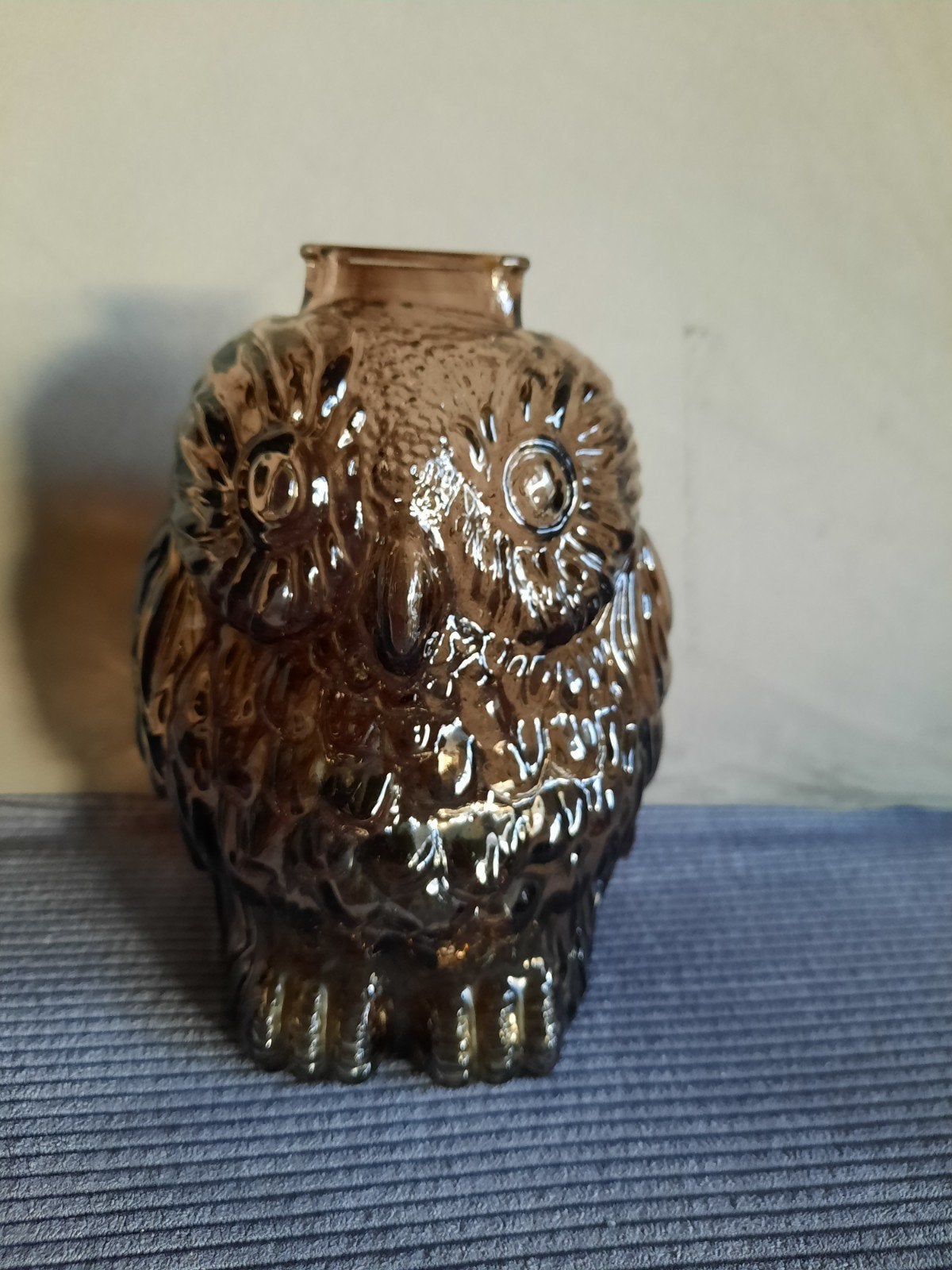 Vintage Glazen Spaarpot Uil - Wise Old Owl jaren '70, Verzamelen, Spaarpotten, Ophalen of Verzenden, Gebruikt, Overige materialen