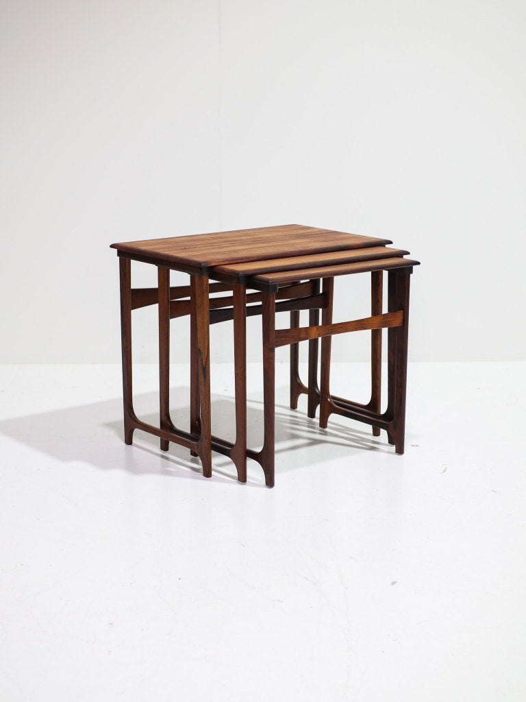 Nesting tables palissander bijzettafels Deens vintage, 45 tot 60 cm, -, -, Vintage