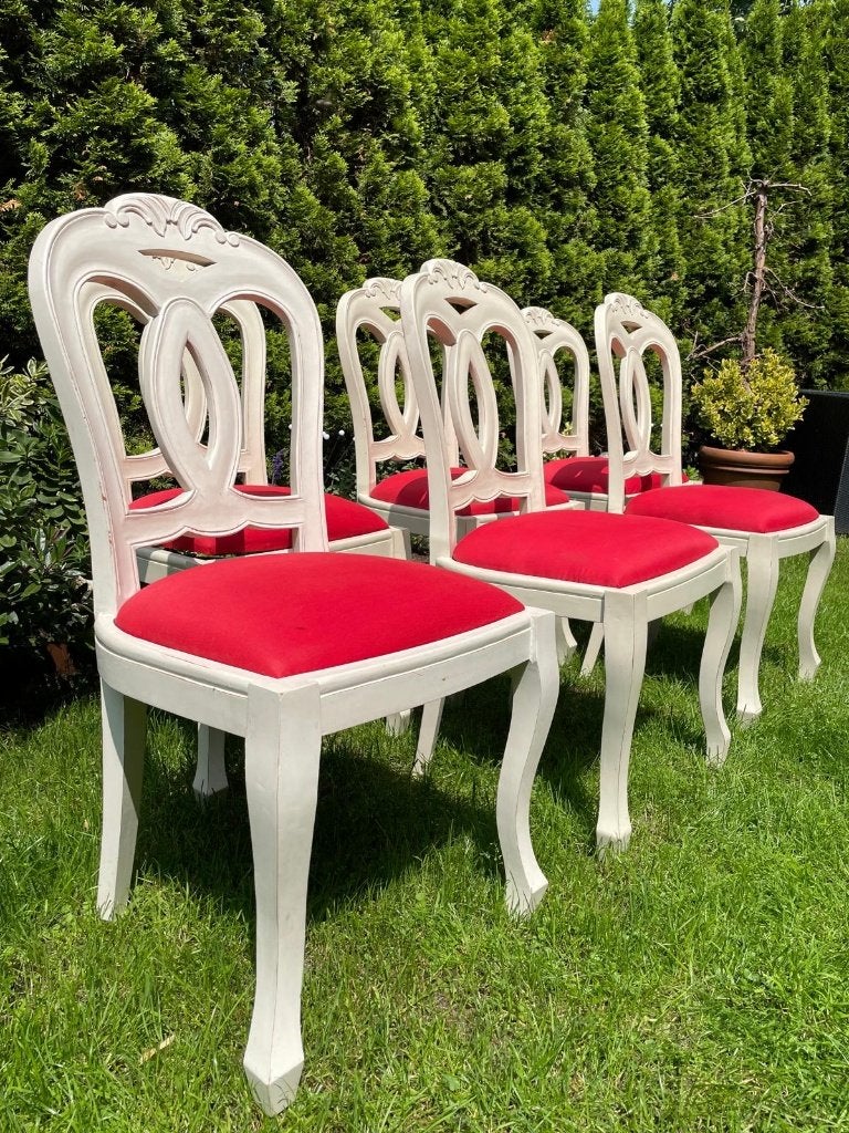Brocante stoel H.S. Furni (6 stks) gebroken wit, Ophalen