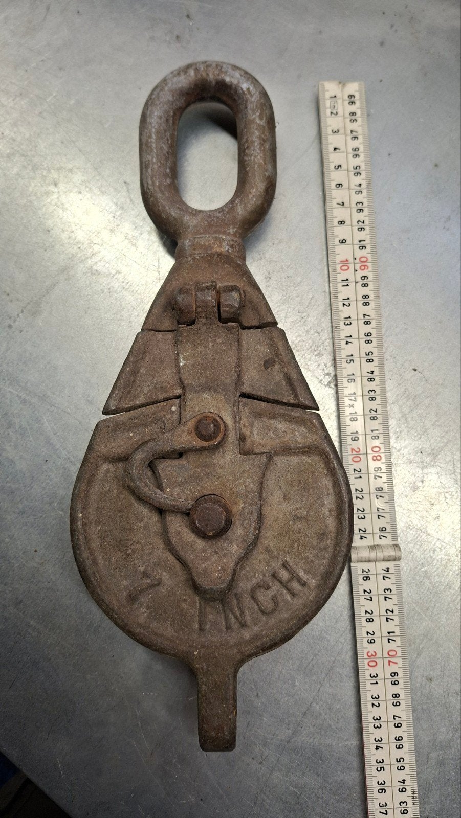 Vintage zware katrol, Ophalen of Verzenden