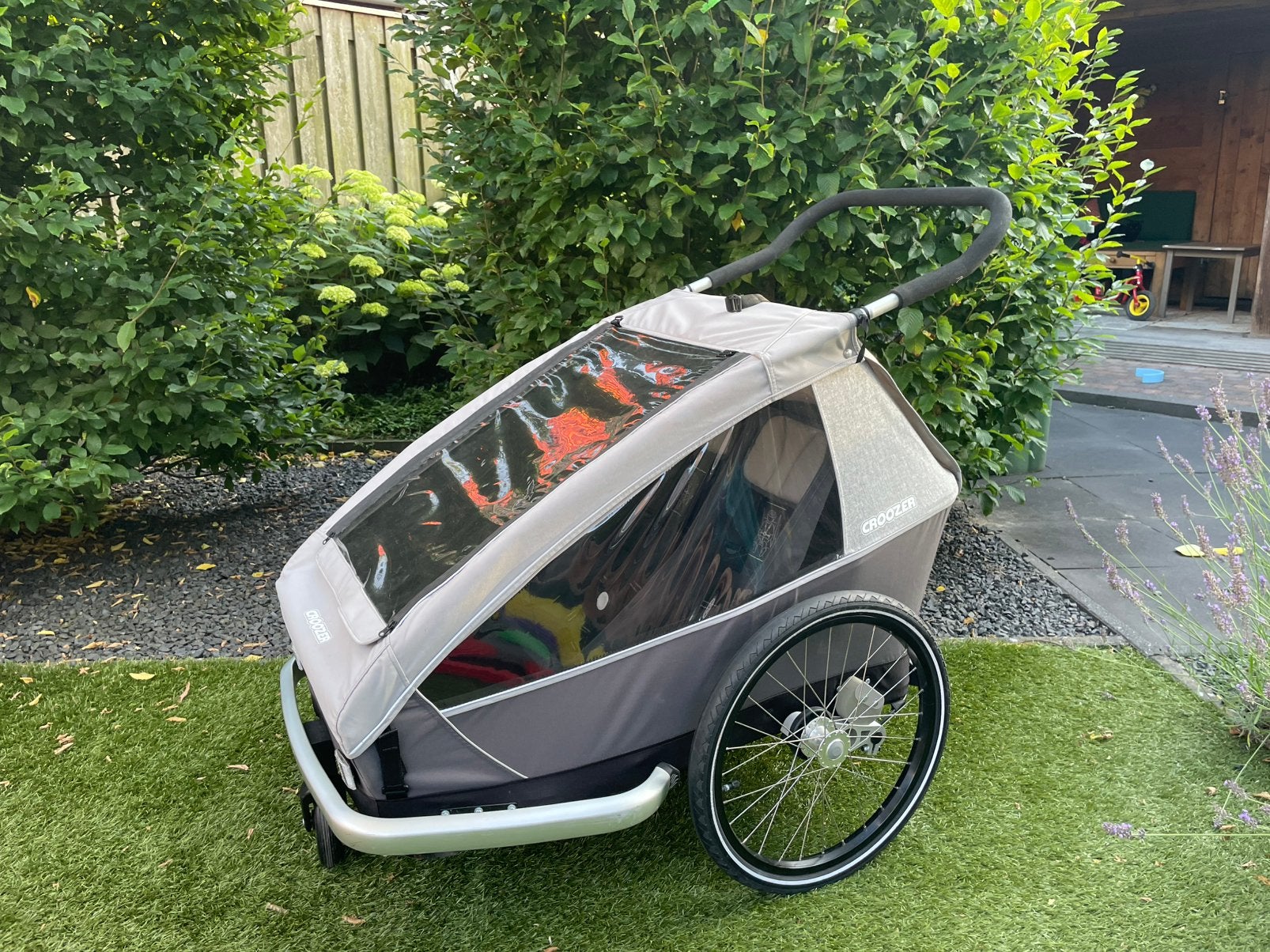 Nette en zeer complete Croozer plus kid 2 fietskar, Ophalen, Zo goed als nieuw, Kinderkar, Vering