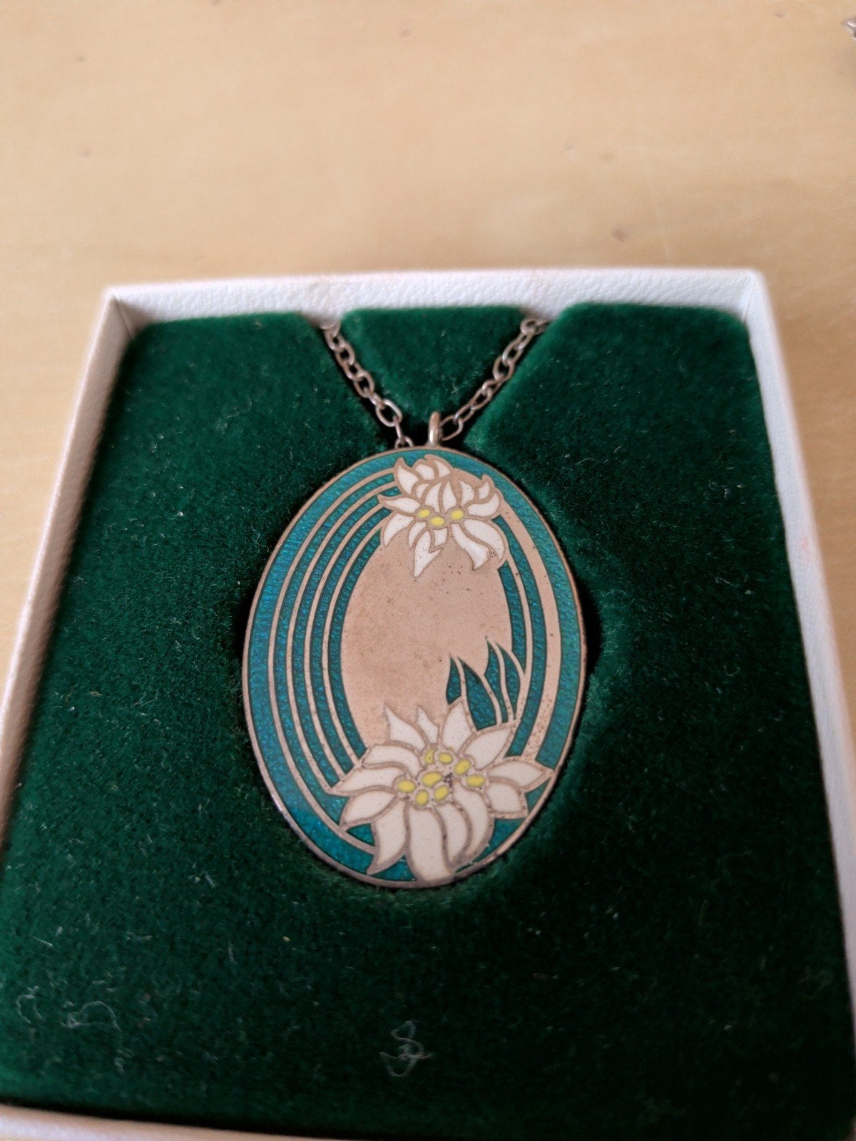 Vintage Edelweiss Hanger met Ketting - Zilver, Ophalen of Verzenden, Zo goed als nieuw, Zilver, Zilver