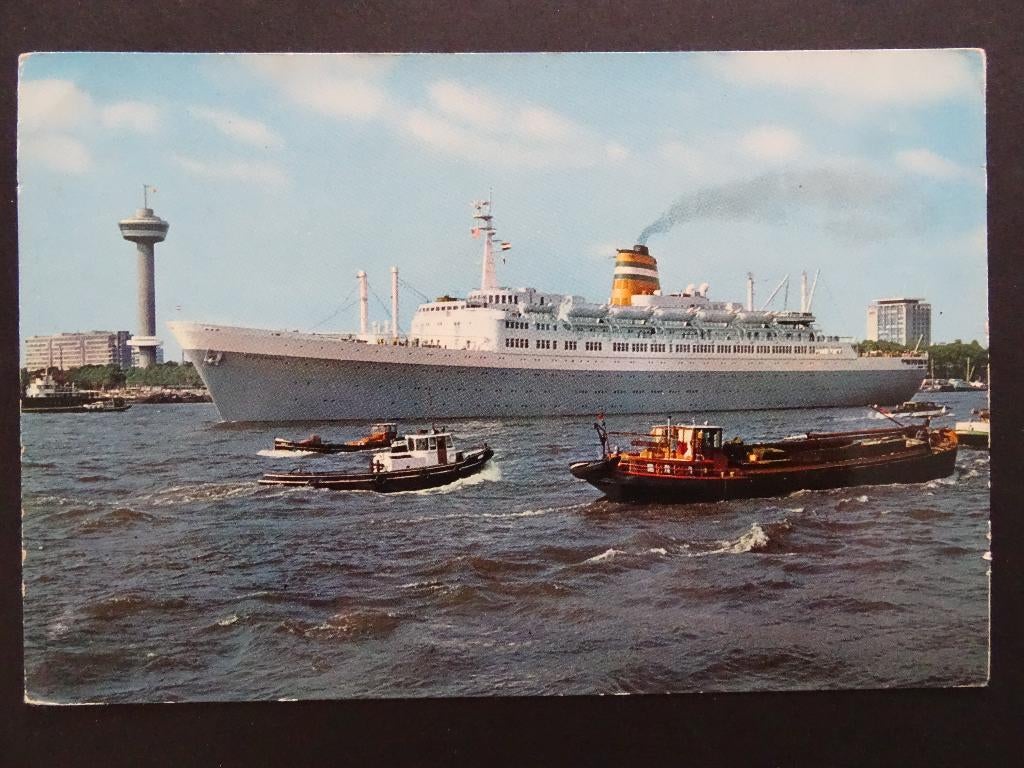 Statendam H.A.L. verlaat de thuishaven, Ophalen of Verzenden, Zo goed als nieuw, Motorboot, Kaart, Foto of Prent