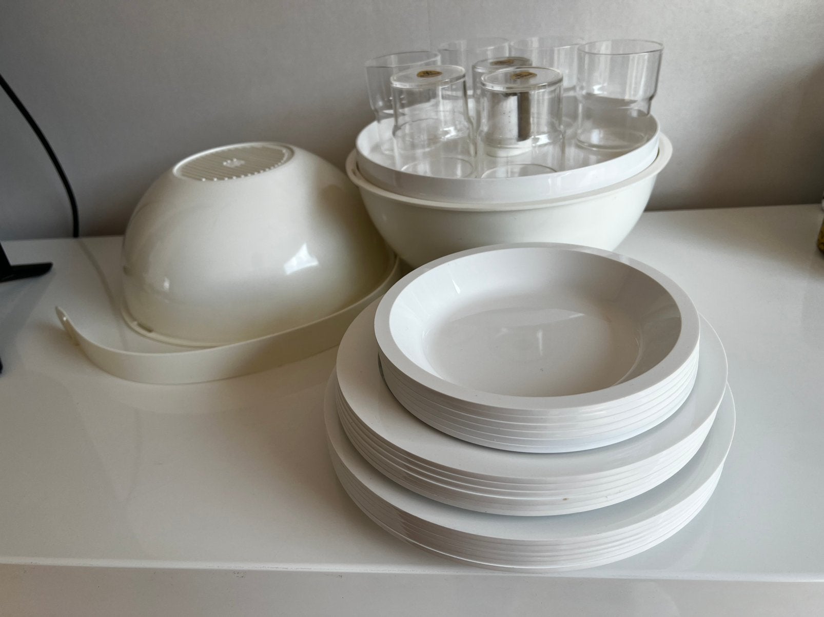 6 Persoons Set Guzzini Italy Design Pic Boll Space Age 70’s, Antiek en Kunst, Kunst | Designobjecten, Overige typen, Kunststof