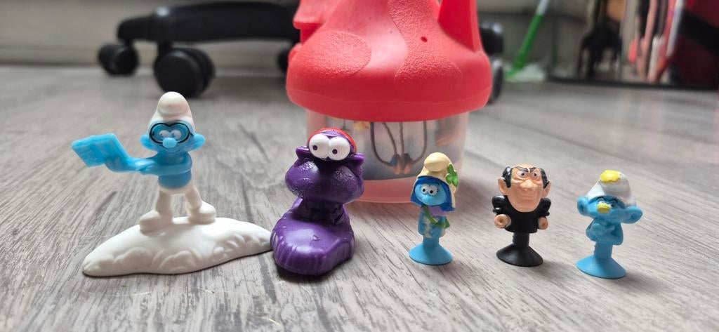 Smurfen figuren set met huisje - Gebruikt, Verzamelen, Smurfen, Ophalen of Verzenden, Gebruikt, Verschillende Smurfen