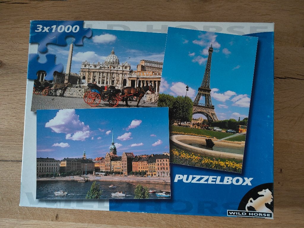 Wild Horse puzzelboxen 3x 1000 stukjes, Ophalen of Verzenden, Meer dan 1500 stukjes, Gebruikt, Legpuzzel
