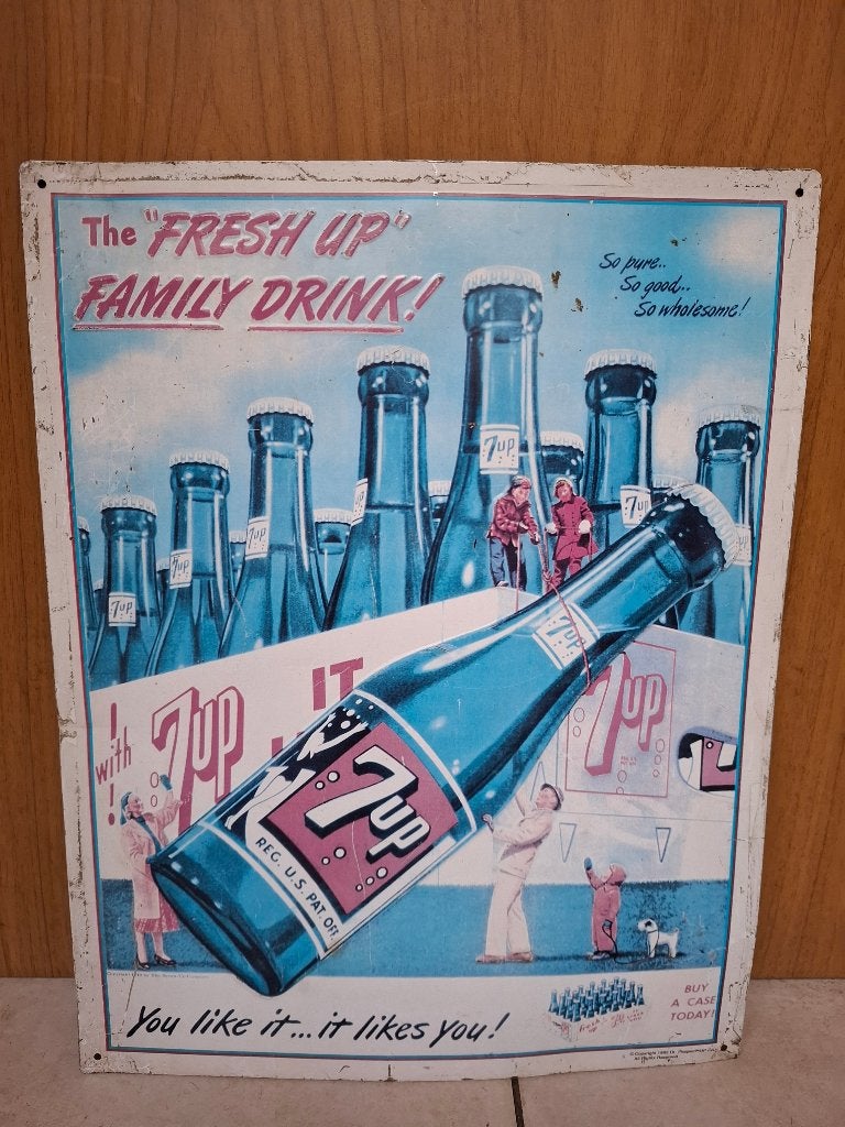Reclamebord 7Up - Seven Up - 7 Up limonade, Ophalen of Verzenden, Nieuw, Reclamebord