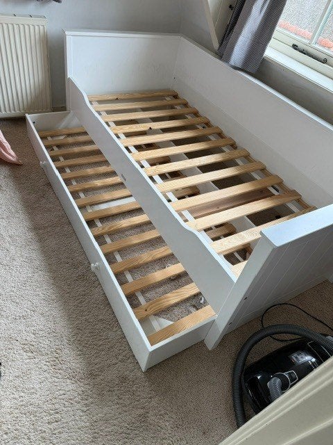 Bed met extra onderschuifbed BOPITA zonder matrassen, Ophalen, Gebruikt, 90 cm, Eenpersoons