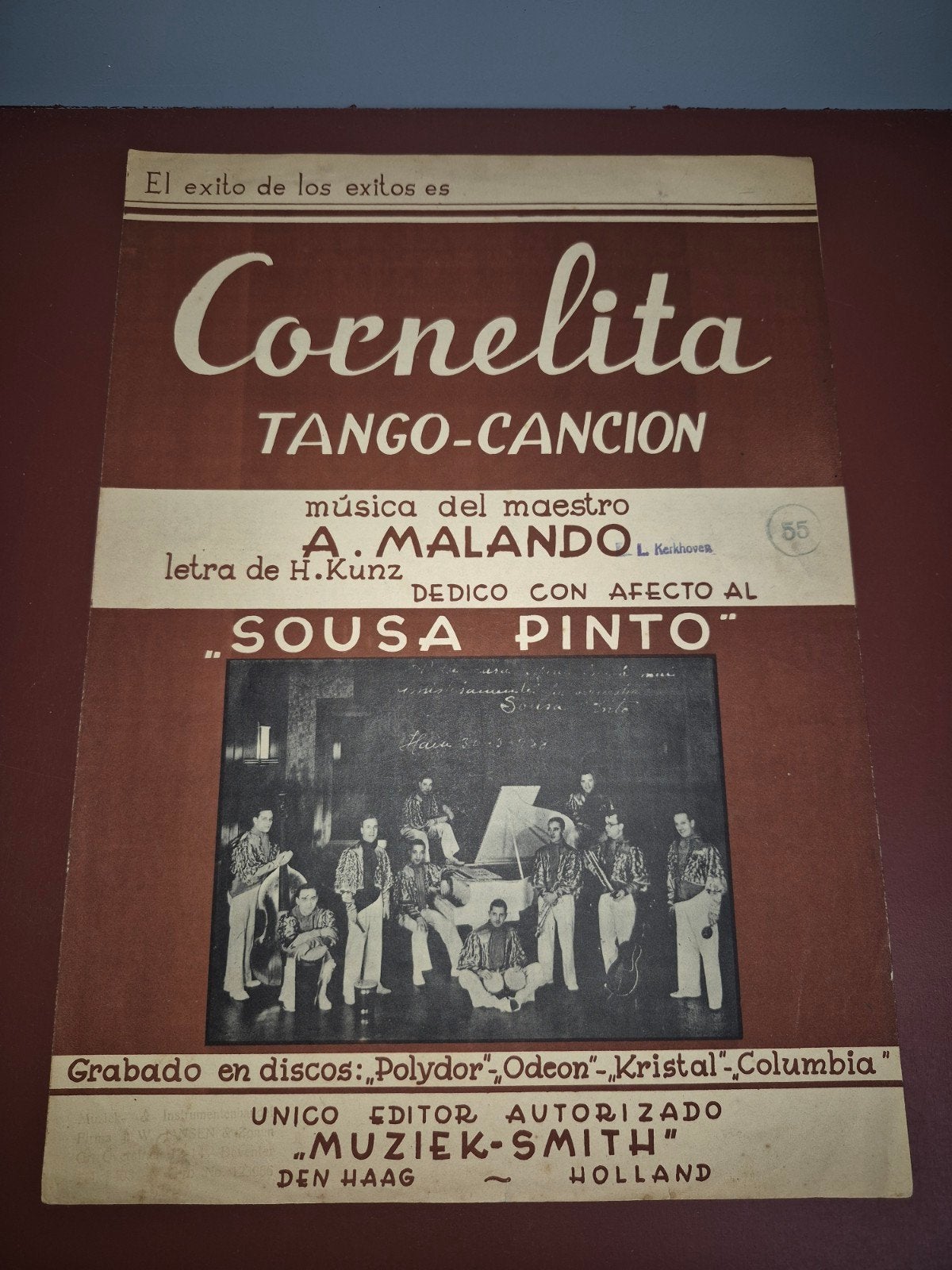 Cornelita Tango-Cancion bladmuziek - A. Malando, Muziek en Instrumenten, Bladmuziek, Verzenden
