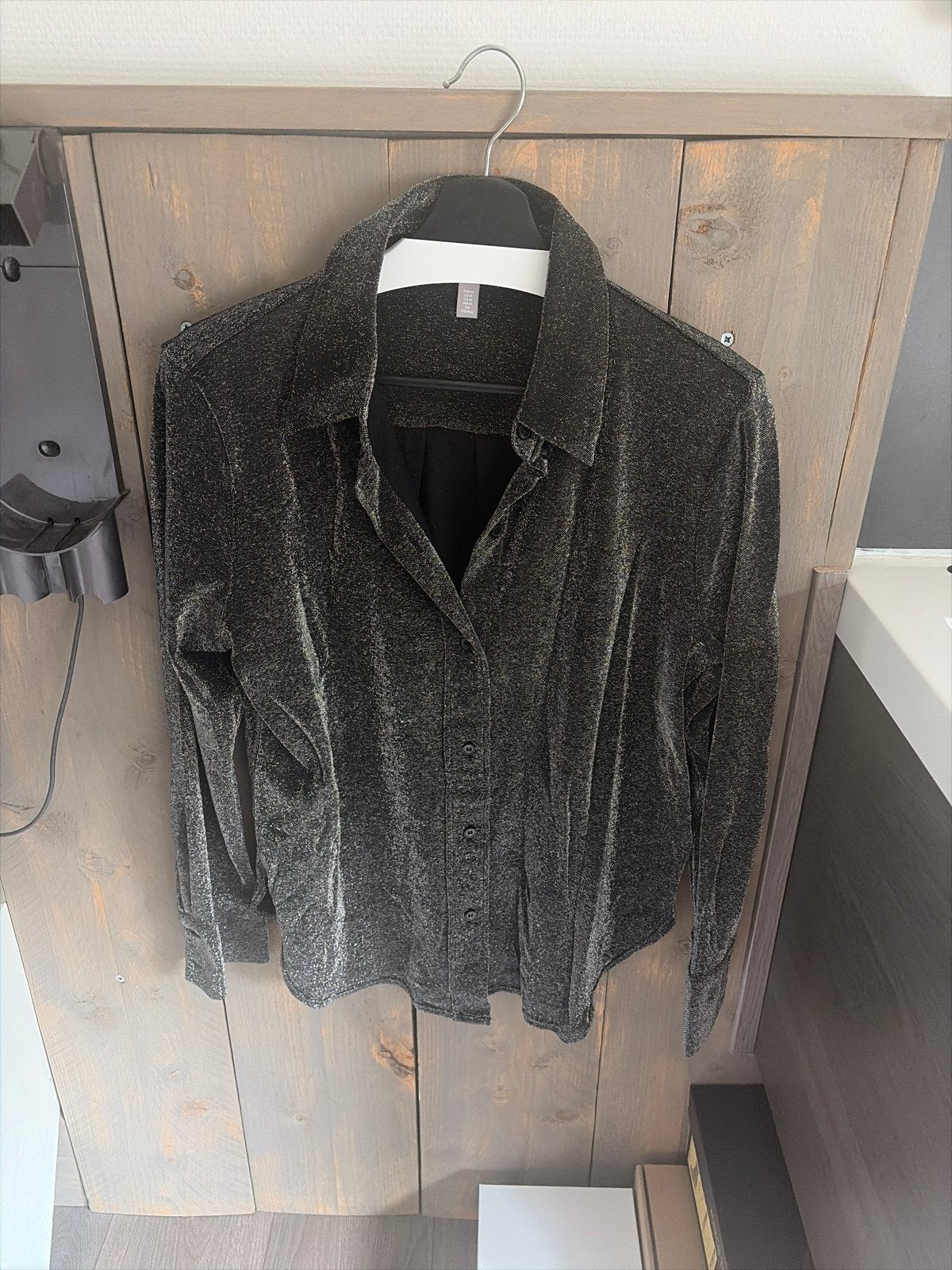 H&M Glitter Blouse Zwart/Zilver Maat M, Ophalen of Verzenden, Zo goed als nieuw, Maat 38/40 (M), Zwart