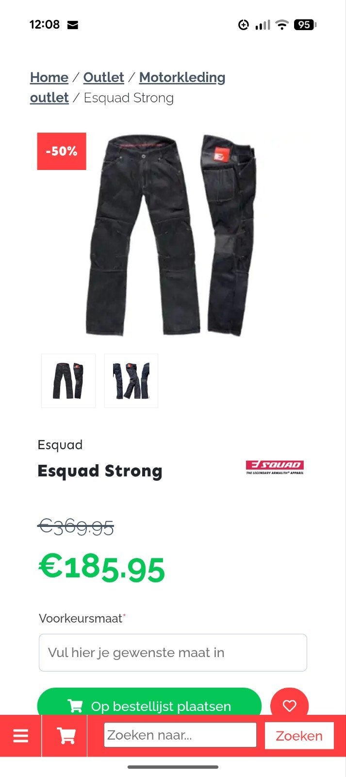 Nieuwe motorjeans Esquad Armalith Extra Strong, Motoren, Kleding | Motorkleding, Ophalen of Verzenden, Nieuw met kaartje, Broek | textiel