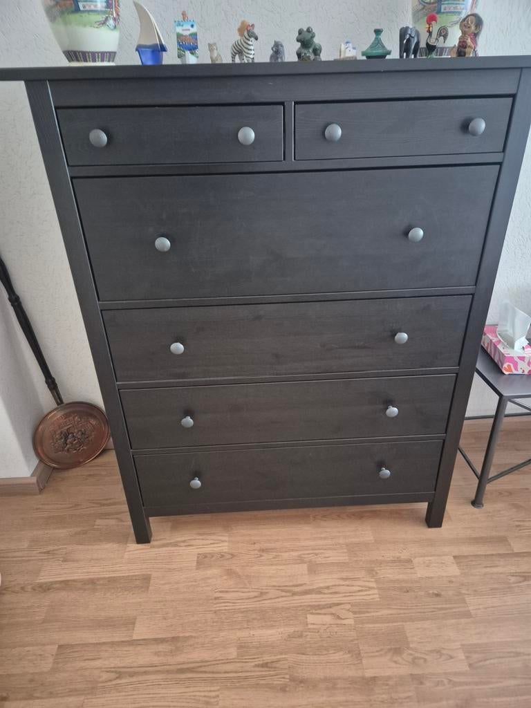 IKEA Hemnes ladekast, 6 lades, zwartbruin, 108x131 cm, Huis en Inrichting, Kasten | Ladekasten, Ophalen, Gebruikt, 100 tot 150 cm