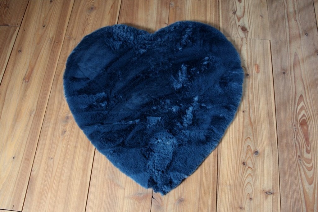 Superzacht fluffy vloerkleed in een hart vorm blauw & creme, 50 tot 100 cm, Nieuw, Blauw, Overige vormen