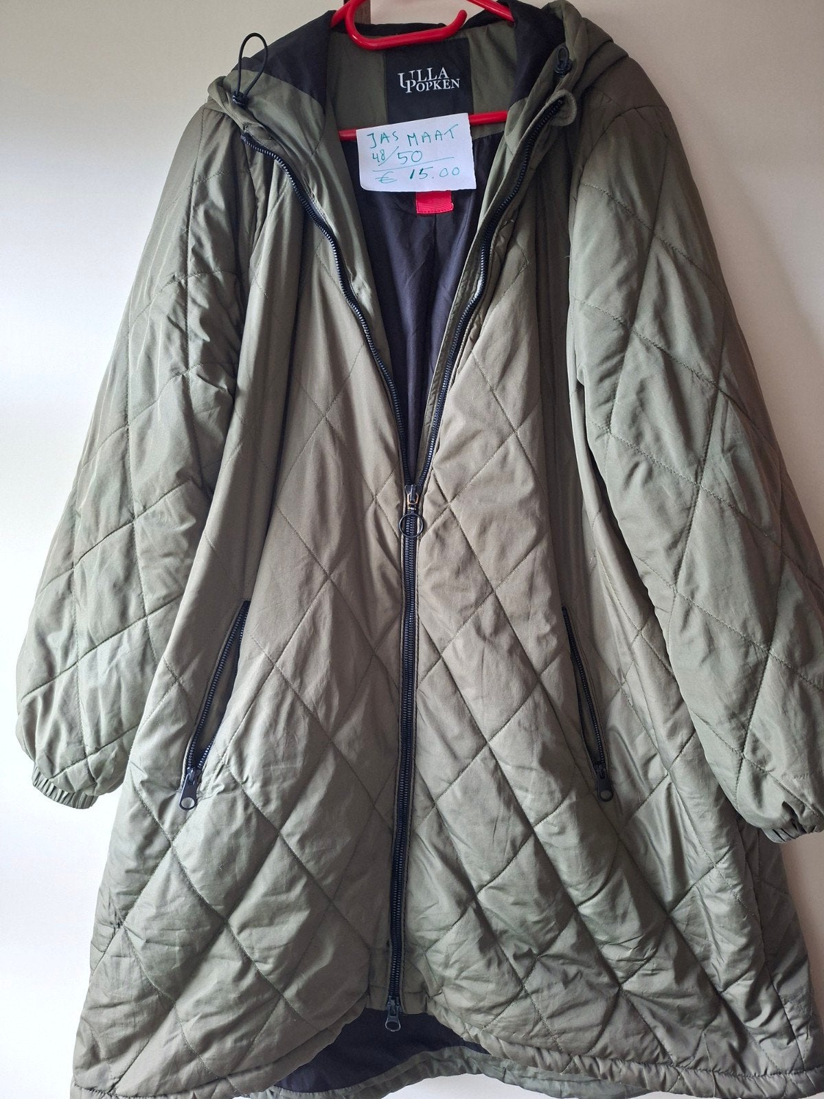 Ulla Popken gewatteerde jas, maat 50, olijfgroen, Kleding | Dames, Jassen | Winter, Ophalen, Maat 46/48 (XL) of groter, Ulla Popken