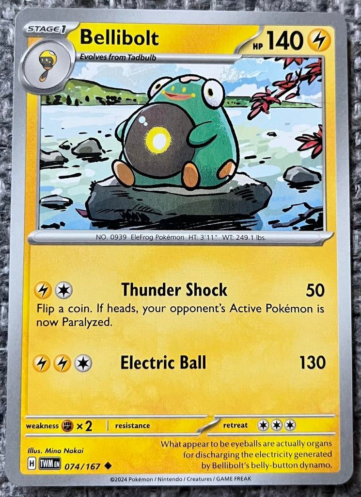 Pokémonkaart Bellibolt (939) • Twilight Masquerade (074/167), Ophalen of Verzenden, Nieuw, Losse kaart
