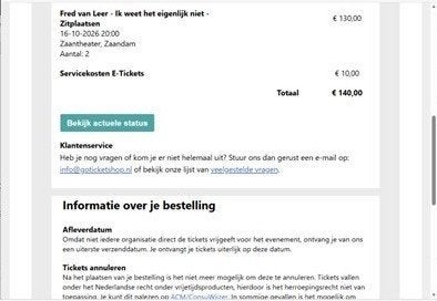 2x ticket Fred van Leer Ik weet het niet, Twee personen