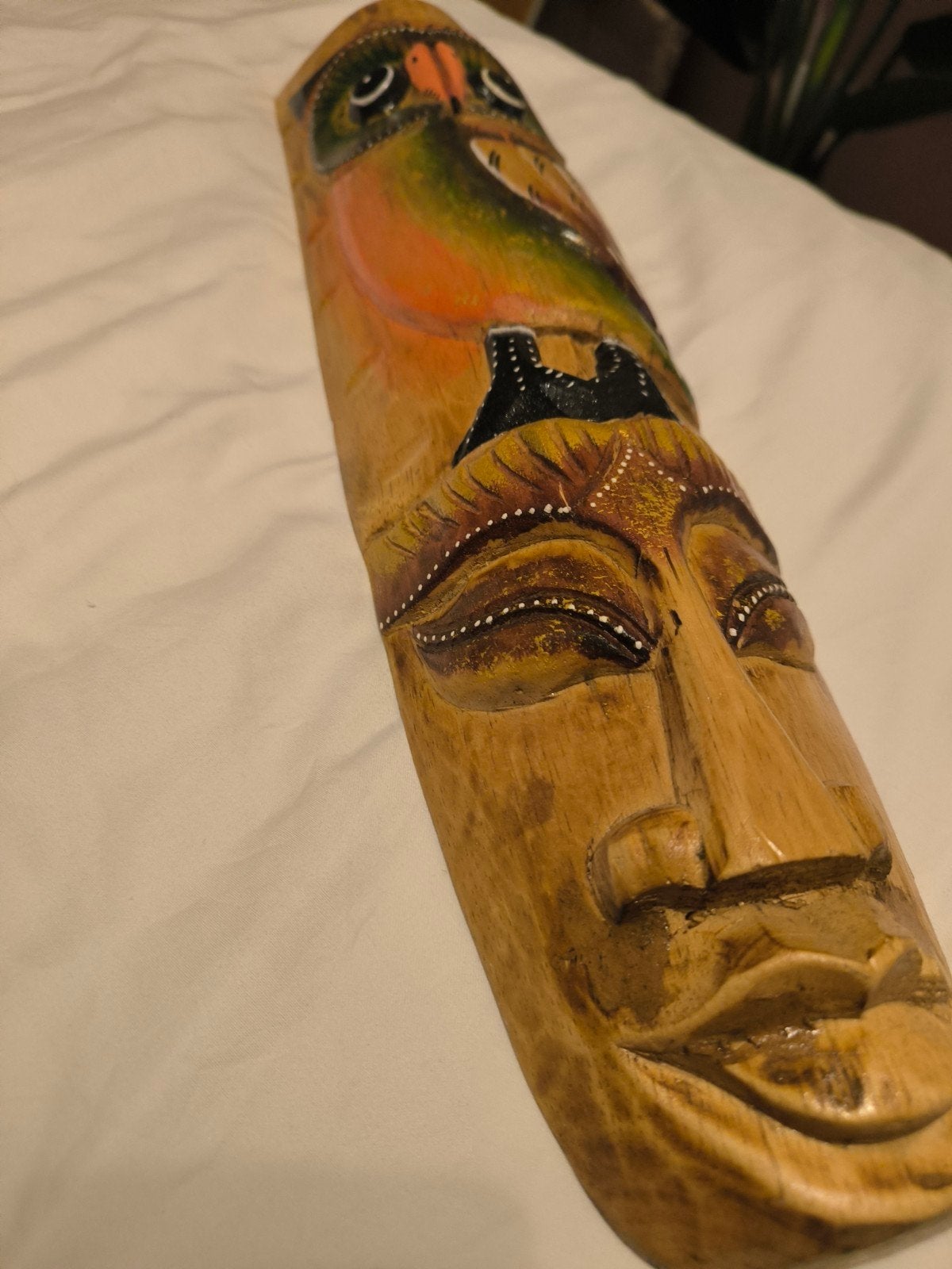 Masker met uil, Ophalen of Verzenden, Handgemaakt, Hout, Houtsnijwerk