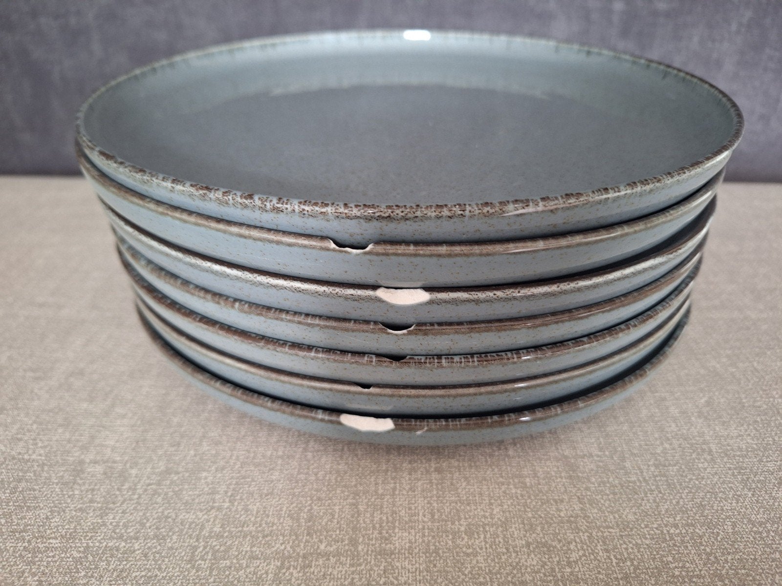Set van 6 Siaki Collections dinerborden - Grijs/Blauw, Ophalen, Gebruikt, Keramiek, Bord(en)