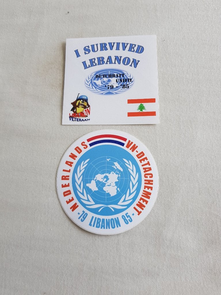 2X STICKERS LIBANON, Verzamelen, Militaria | Algemeen, Ophalen of Verzenden, Landmacht, Nederland, Embleem of Badge