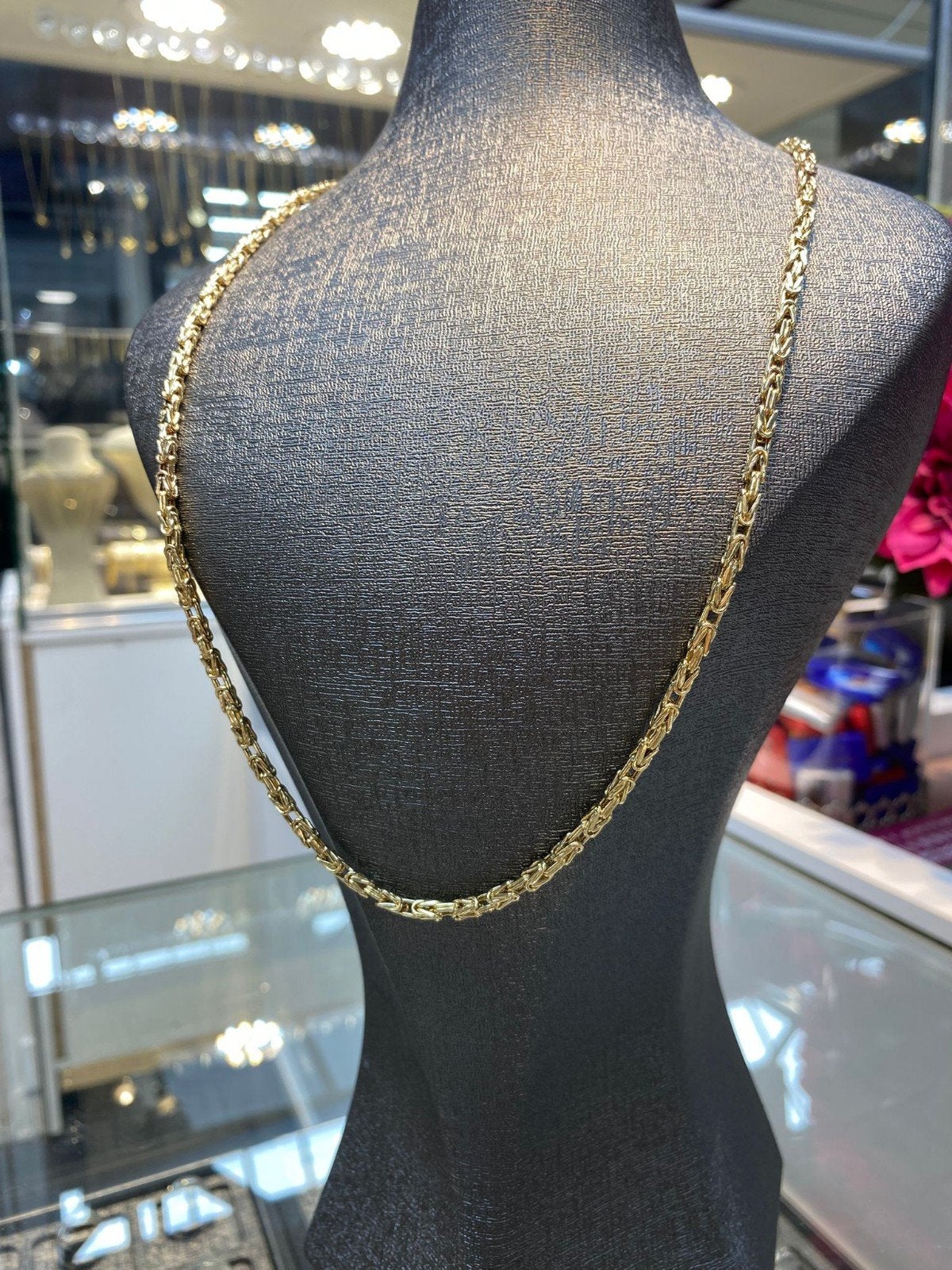 14k gouden Koningsketting 65cm lang, Ophalen of Verzenden, Zo goed als nieuw, Goud, Goud