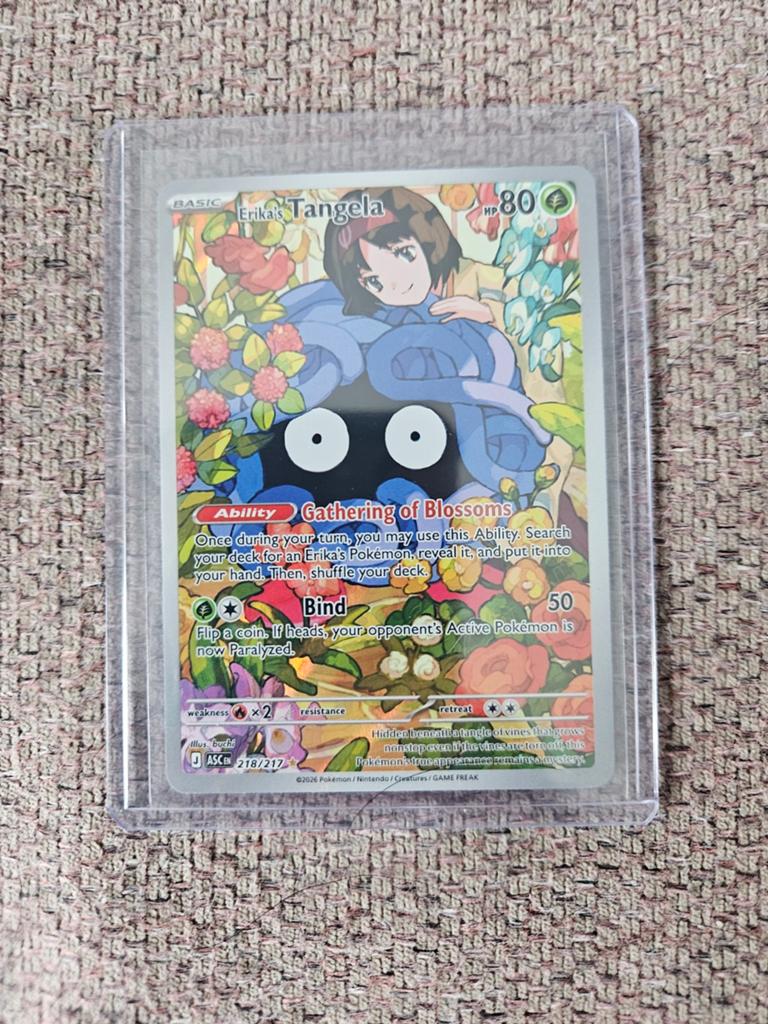 Erika's Tangela Pokémon Kaart 218/217 Full Art, Ophalen of Verzenden, Zo goed als nieuw, Losse kaart