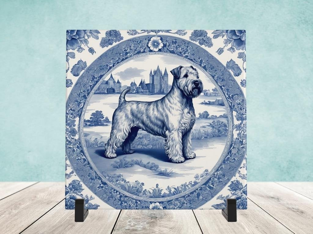 Wheaten Terriër Delfts Blauw tegel incl voet, Ophalen of Verzenden, Nieuw