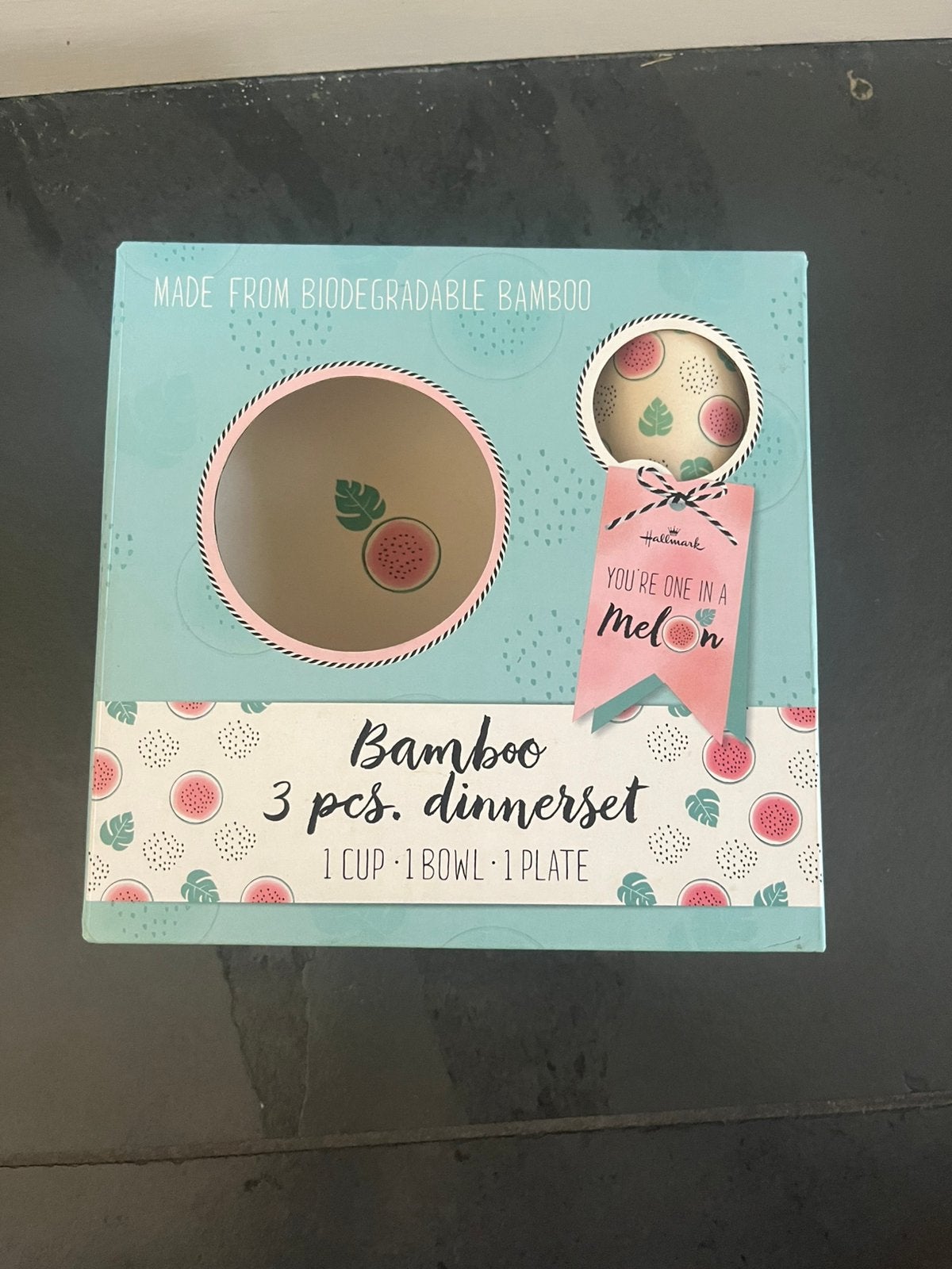 Nieuw! Hallmark Bamboo Kinderservies (3-delig) – Watermeloen, Ophalen of Verzenden, Zo goed als nieuw, Overige thema's, Overige typen