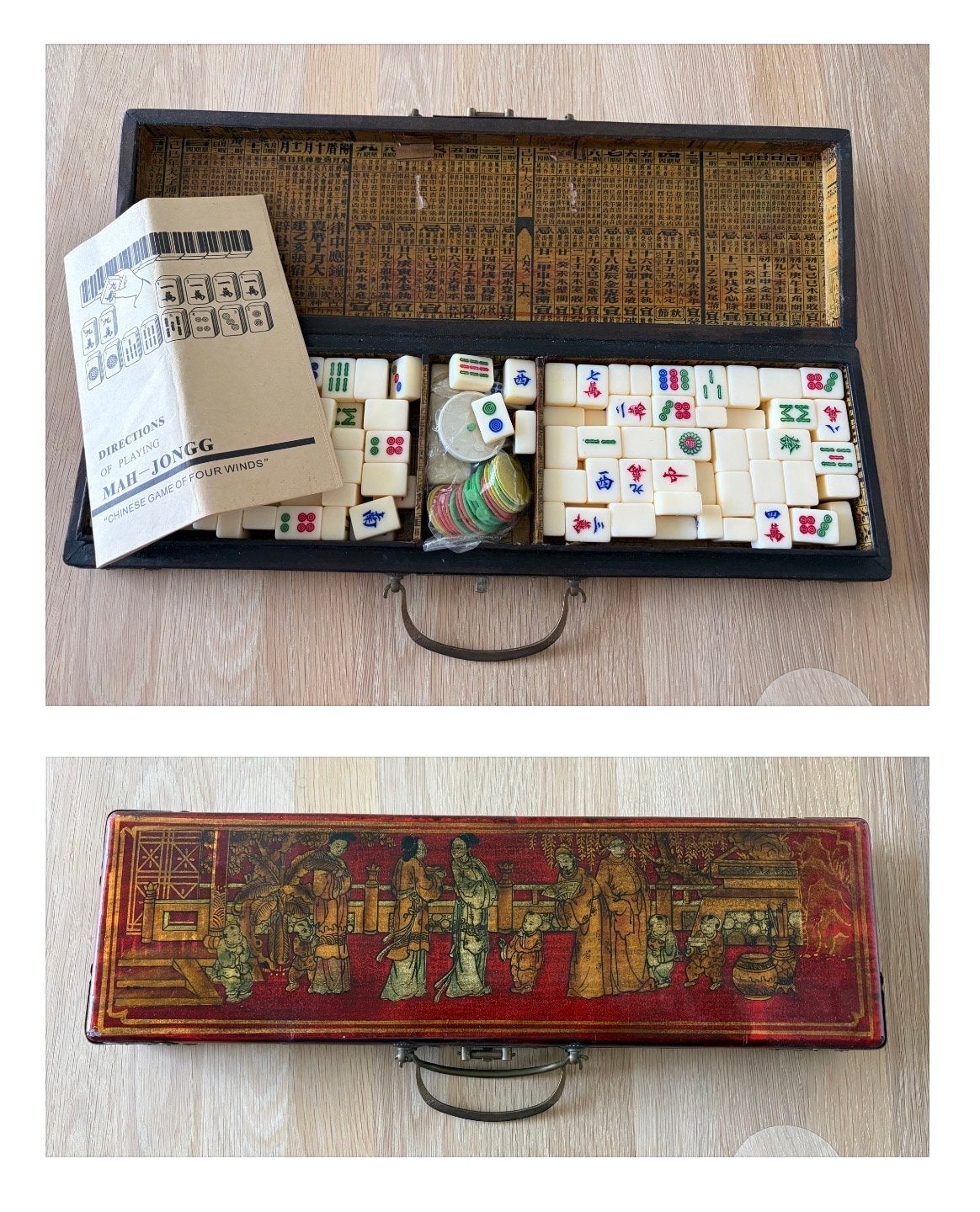 Vintage Mahjong Spel in Koffer - Compleet, Drie of vier spelers, Ophalen, Nieuw