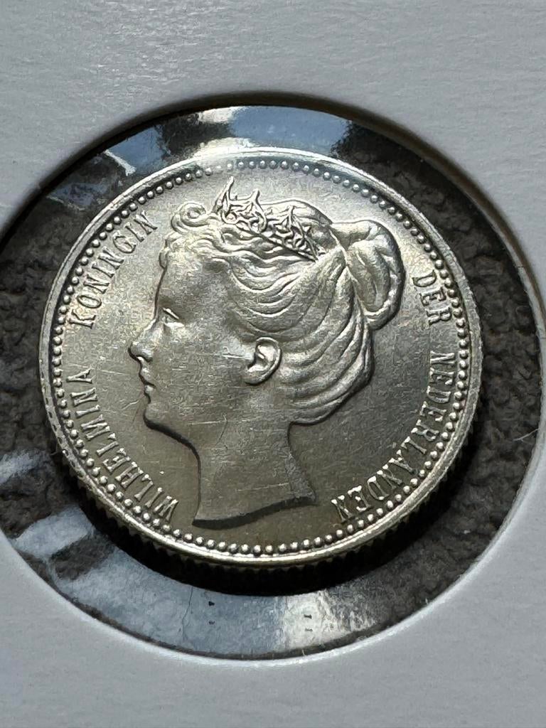 Zilveren 25 cent Wilhelmina 1906, Postzegels en Munten, Munten | Nederland, Zilver, 25 cent, Ophalen of Verzenden, Koningin Wilhelmina